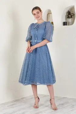 لباس مجلسی کلوش کمربند‎دار برند Livanomi کد 1647382870