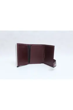 کیف پول جا کارتی زیپدار اتوماتیک چرم اصل 9x زرشکی سانتی متر برند Famn کد 1647349212