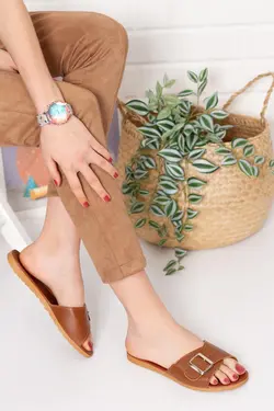 دمپایی روفرشی دندان زنانه کمربند‎دار برند Moda Frato کد 1647537970