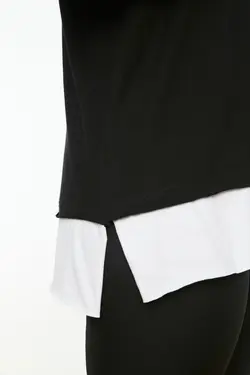 تیشرت بافتنی طرح‎دار مشکی تکه برند Trendyol Curve کد 1647530230