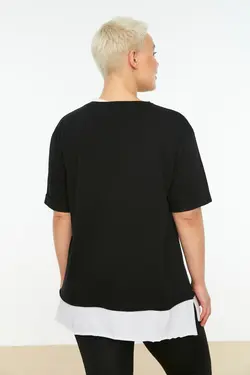 تیشرت بافتنی طرح‎دار مشکی تکه برند Trendyol Curve کد 1647530230