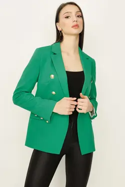 کت دکمه‎دار زنانه طلایی سبز برند Select Moda کد 1647525612