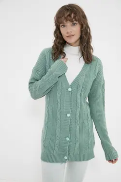 بافتنی یقه هفت نعنایی رنگ برند TRENDYOL MODEST کد 1647525428