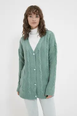 بافتنی یقه هفت نعنایی رنگ برند TRENDYOL MODEST کد 1647525428