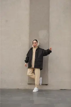 کت گشاد آستین بالنی مشکی برند lurex moda کد 1647525128