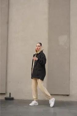 کت گشاد آستین بالنی مشکی برند lurex moda کد 1647525128