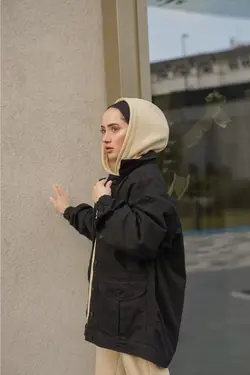 کت گشاد آستین بالنی مشکی برند lurex moda کد 1647525128