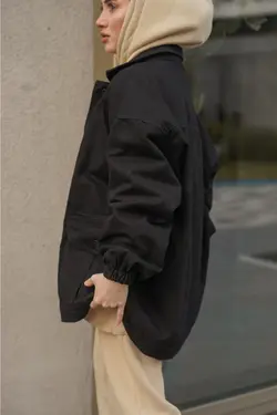 کت گشاد آستین بالنی مشکی برند lurex moda کد 1647525128