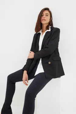 کت دکمه‎دار مشکی برند TRENDYOLMİLLA کد 1647524887