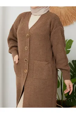 بافتنی جیب دار دکمه‎دار زنانه برند Pamuk Butik کد 1647526460