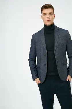 کت مردانه دکمه دار سرمه ای برند Koton کد 1647511280