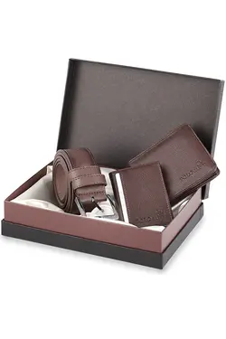 جا کارتی کیف پول ست کمربند دار مردانه کلاسیک جعبه‎دار قهوه‎ای برند polo air کد 1647502978