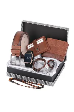 دستبند جا کلیدی کارتی کیف پول ساعت مچی کمربند دار مردانه قهوه‎ای برند polo air کد 1647502950