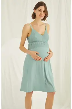 ست لباس شب بارداری شیردهی بند‎دار 18470زنانه سبز روشن برند MONAMİSE کد 1647490748