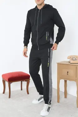 ست لباس راحتی زیپدار مردانه مشکی برند 3MODA کد 1647490688