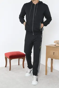 ست لباس راحتی زیپدار مردانه مشکی برند 3MODA کد 1647490688