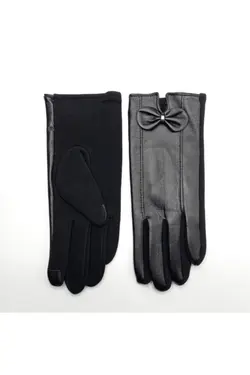 دستکش پاپیون چرم مصنوعی طرح‎دار برند The Shirret Accessories کد 1647482229