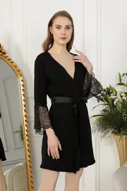 ست لباس شب پانیه مشکی دوتایی برند GIONA کد 1647633619