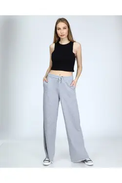 شلوار راحتی پاچه گشاد زنانه طوسی برند BASICA کد 1647622027