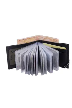 کیف پول جا کارتی چرم اصل شفاف داخل لاستیک &amp; قفل دار برند MKM MAN کد 1647571567