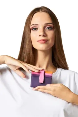 جا کارتی چرم زنانه رنگی بنفش برند Case Look کد 1647570440