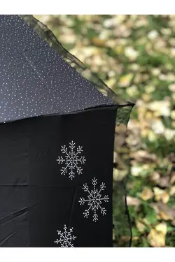 چتر دانه برف زنانه طرح‎دار خال خالی مشکی برند eleven market کد 1647573128
