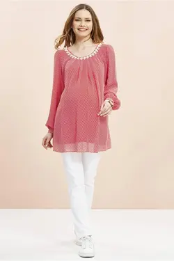 بلوز یقه آستین بلند مروارید دوزی شده برند Even Fashion Hamile Giyim کد 1647717142
