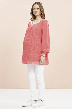 بلوز یقه آستین بلند مروارید دوزی شده برند Even Fashion Hamile Giyim کد 1647717142