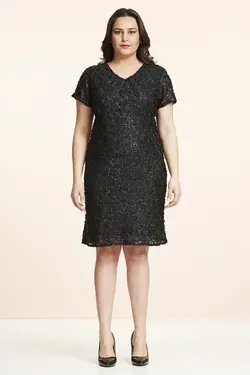 پیراهن سایز بزرگ مجلسی پولک دوز اکریلیکی زنانه مشکی برند Even Plus Size - Büyük Beden Kadın Giyim کد 1647701829