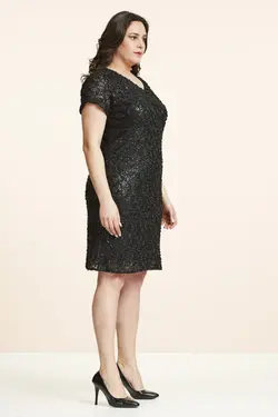 پیراهن سایز بزرگ مجلسی پولک دوز اکریلیکی زنانه مشکی برند Even Plus Size - Büyük Beden Kadın Giyim کد 1647701829