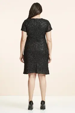 پیراهن سایز بزرگ مجلسی پولک دوز اکریلیکی زنانه مشکی برند Even Plus Size - Büyük Beden Kadın Giyim کد 1647701829