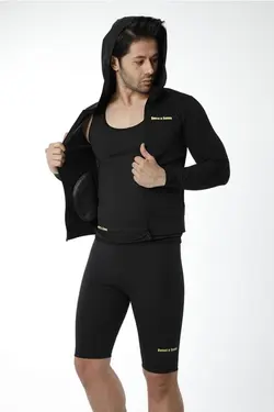 شلوارک بالا جیب دار جدید حرارتی کلاهدار مشکی آستین بلند برند Sweet Sauna کد 1647693667