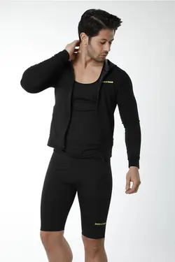 شلوارک بالا جیب دار جدید حرارتی کلاهدار مشکی آستین بلند برند Sweet Sauna کد 1647693667
