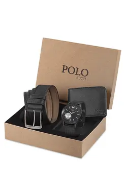 کیف پول ساعت مچی ست کمربند دار مردانه برند POLO Rucci کد 1647690905