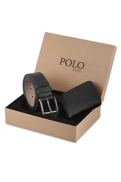 کیف پول ساعت مچی ست کمربند دار مردانه برند POLO Rucci کد 1647690905