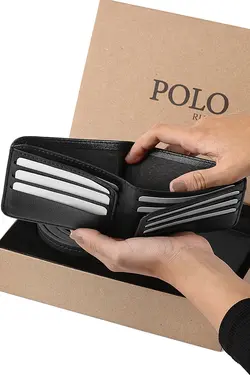 کیف پول ساعت مچی ست کمربند دار مردانه برند POLO Rucci کد 1647690905