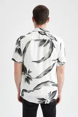 پیراهن برگ متناسب ابریشم مصنوعی آستین کوتاه طرح‎دار برند Defacto کد 1647686112