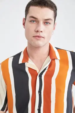 پیراهن متناسب آستین کوتاه پوپلین راه‎راه برند Defacto کد 1647686100