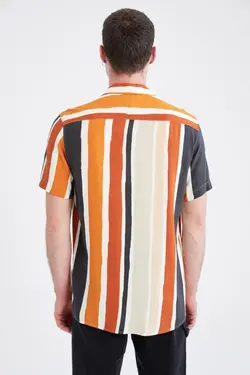 پیراهن متناسب آستین کوتاه پوپلین راه‎راه برند Defacto کد 1647686100