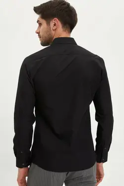 پیراهن اسلیم فیت مردانه ساده مشکی برند Defacto کد 1647686063