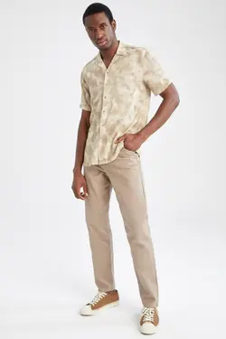 پیراهن مدرن ابریشم مصنوعی آستین کوتاه طرح‎دار برند Defacto کد 1647686106