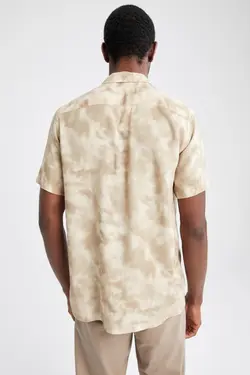 پیراهن مدرن ابریشم مصنوعی آستین کوتاه طرح‎دار برند Defacto کد 1647686106