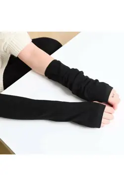 دستکش ساده انگشت نصفه مشکی دوتایی برند Ne&amp;Ra کد 1647685028