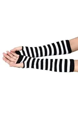 راه‎راه انگشت نصفه سفید مشکی دوتایی برند Touz Moda کد 1647684787