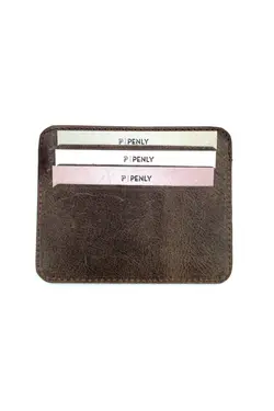 کیف پول جا کارتی مردانه چرم اصل مدل قهوه ای تیره برند Penly کد 1647679328