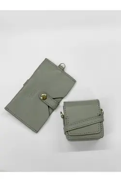 جا کارتی چرم دو طرفه سبز پسته ای برند EdaBaysak کد 1647679268