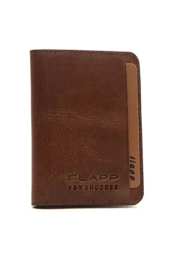 جا کارتی کیف پول کوچک چرم اصل قهوه‎ای برند Flapp کد 1647678247