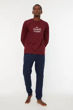 لباس راحتی متناسب مردانه چاپی زرشکی برند TRENDYOL MAN کد 1647669488
