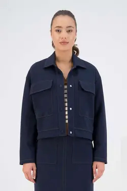 کت طرح‎دار جیبدار زنانه سرمه ای برند COFL Circle of Life کد 1647654187