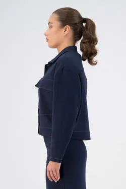 کت طرح‎دار جیبدار زنانه سرمه ای برند COFL Circle of Life کد 1647654187